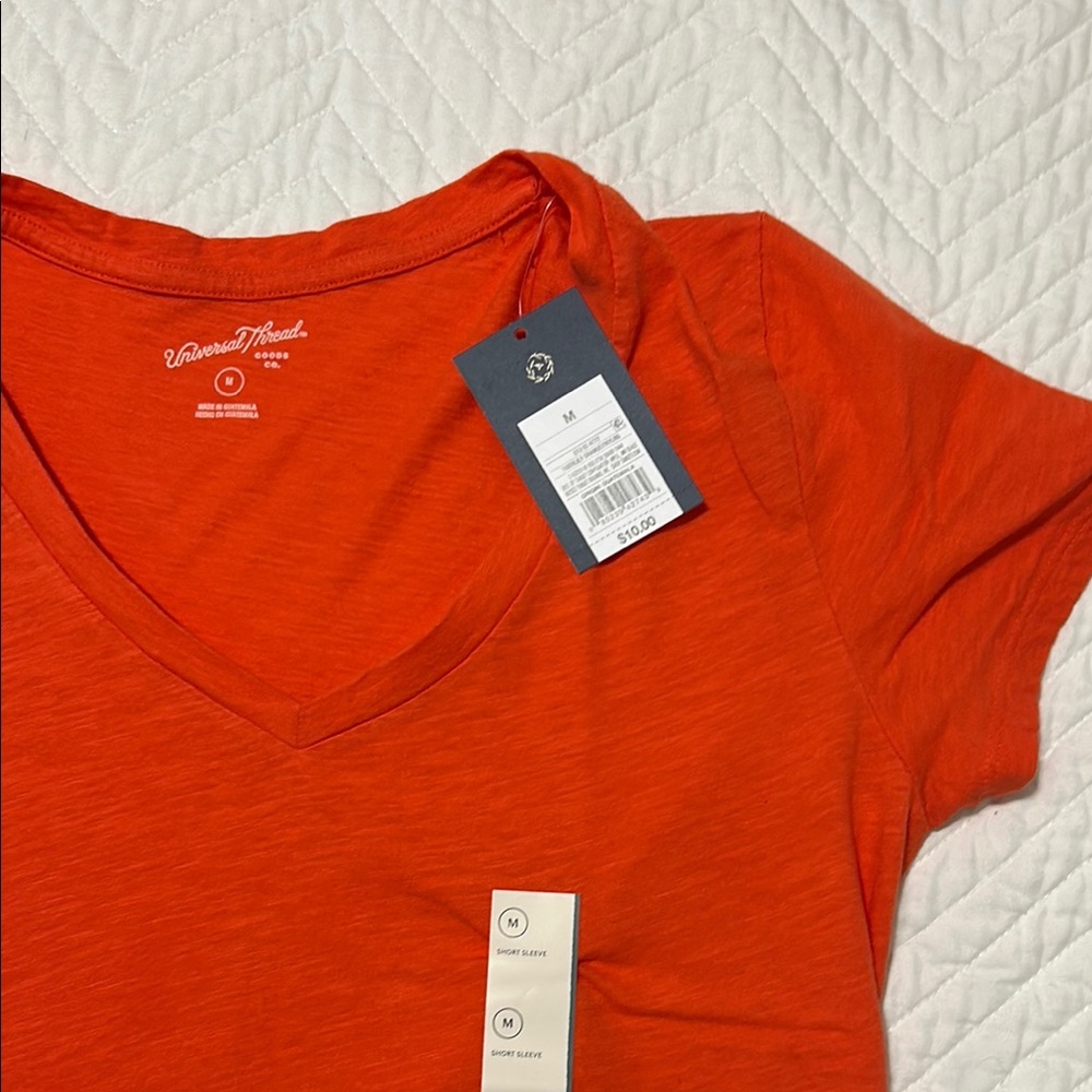 Vivid Orange V-Neck Top size medium, new - Picture 2 of 4
